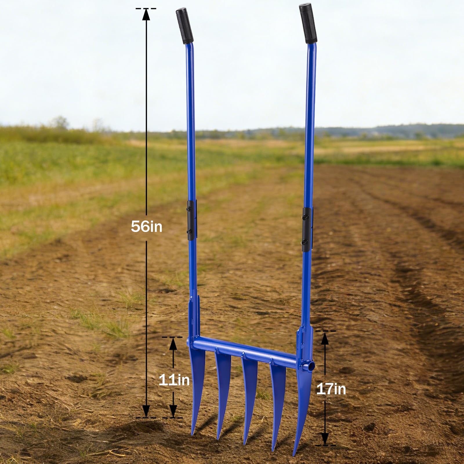 Silkpe 56in broadfork ergonomic handles reduce fatigue during tilling