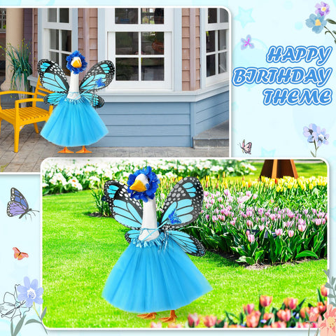 SilTriangle flower crowns provide festive accents to goose outfits outdoors