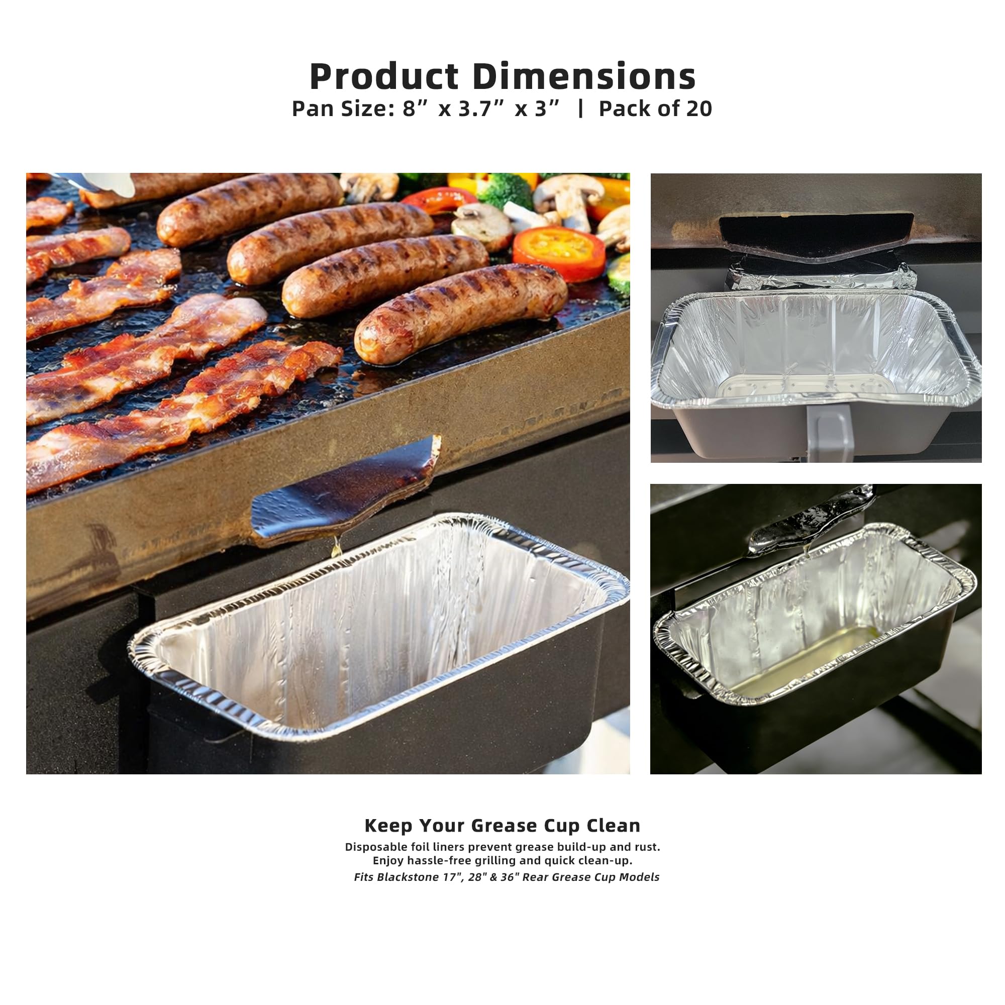 SilvaKoon 30-pack rear-tray liners fit most Blackstone models.