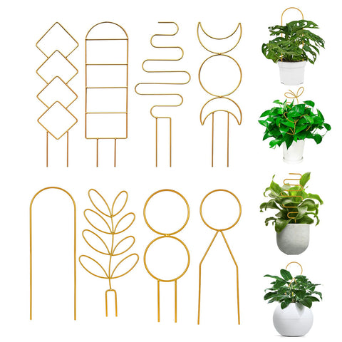 Simabsie gold metal wire trellis pattern 1 supports climbing plants while adding decorative height