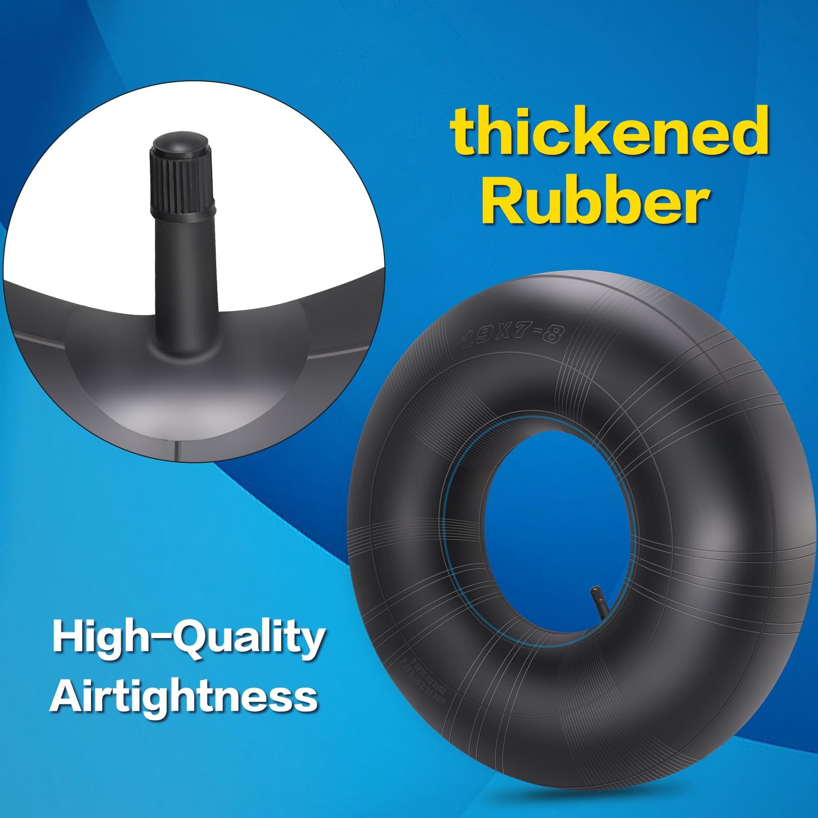 SIMEIQI inner tube on lawn mower tire showing compatibility.