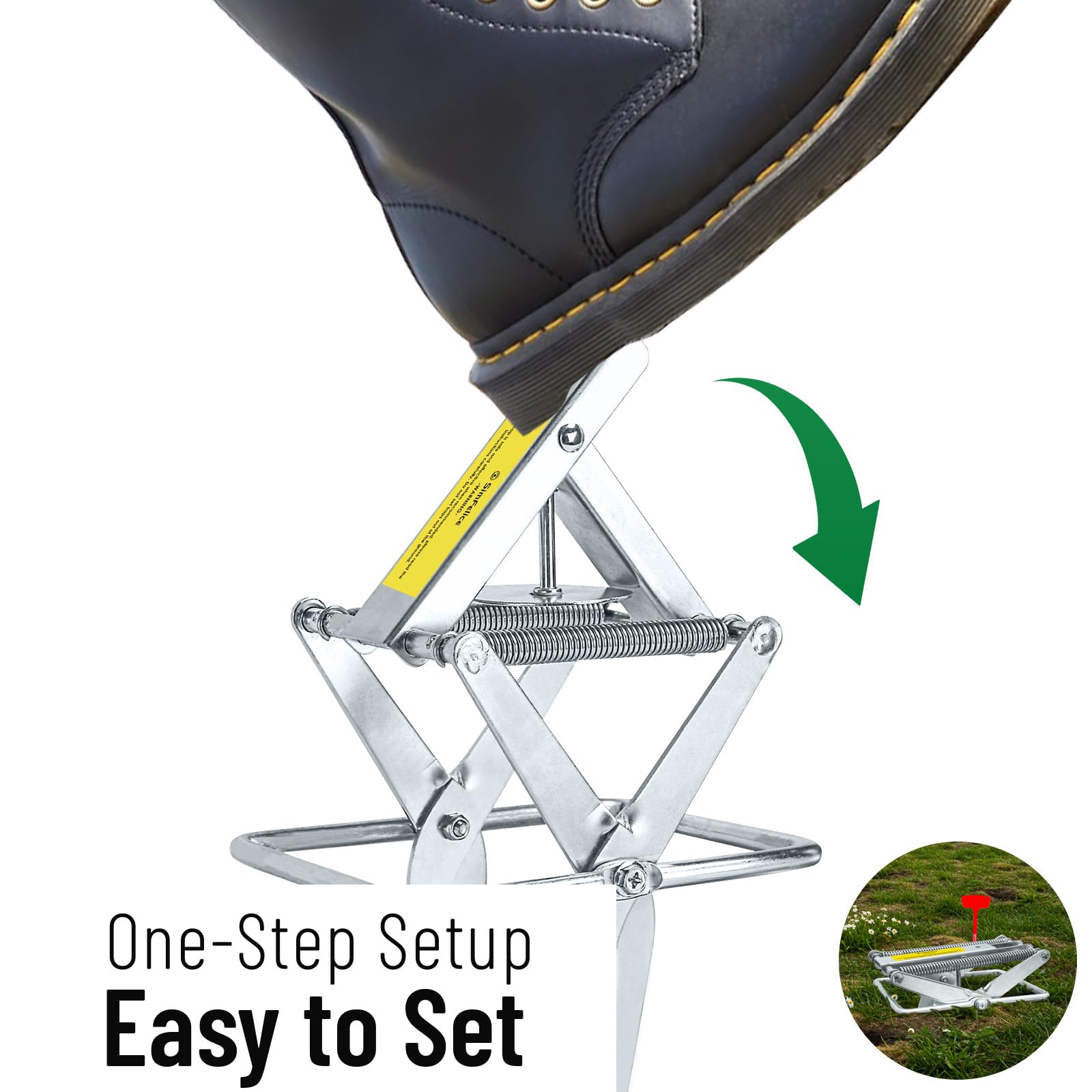 Simfelice mole trap in a lawn protecting turf from tunneling