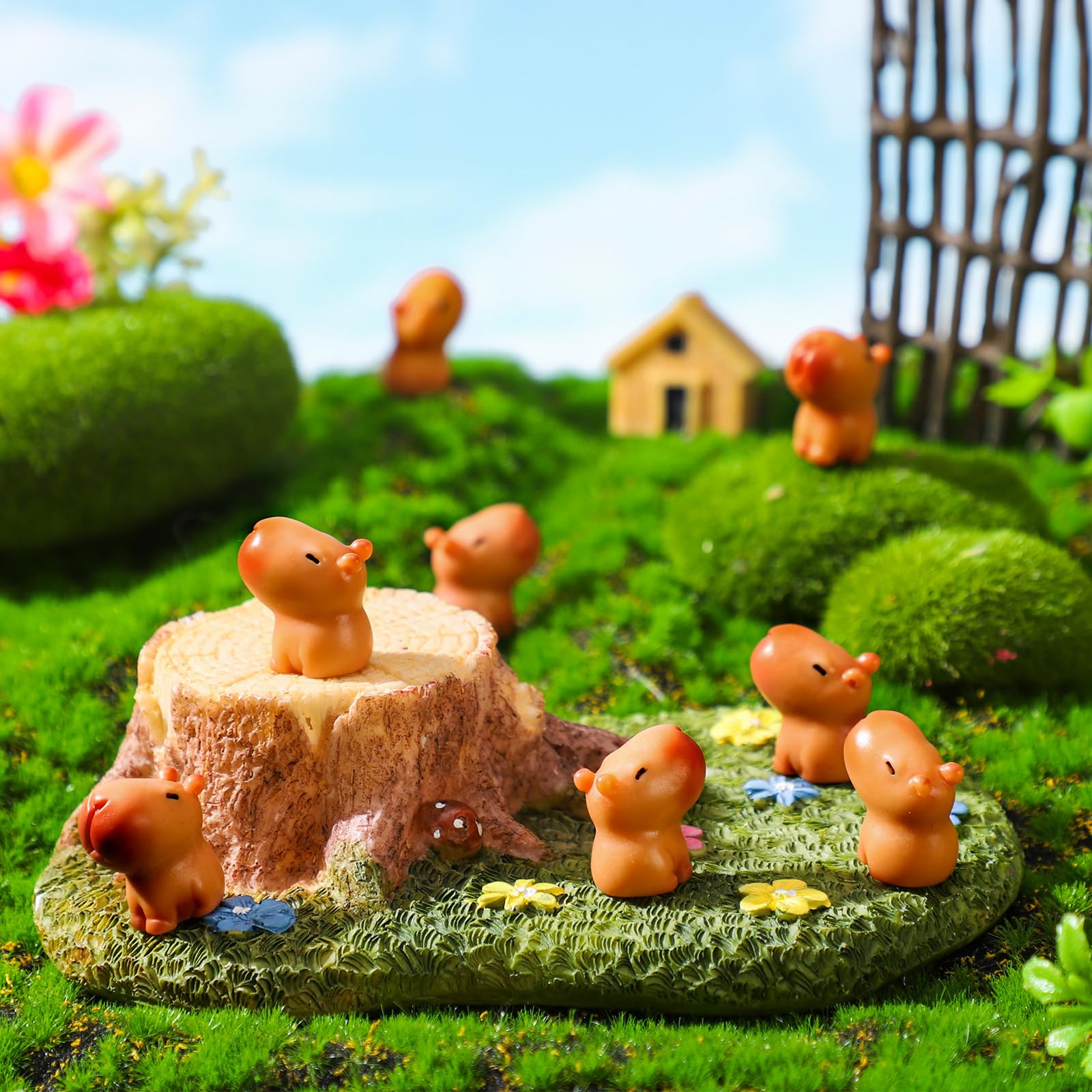 Simgoing capybara figurines on a shelf brighten decor with playful charm.
