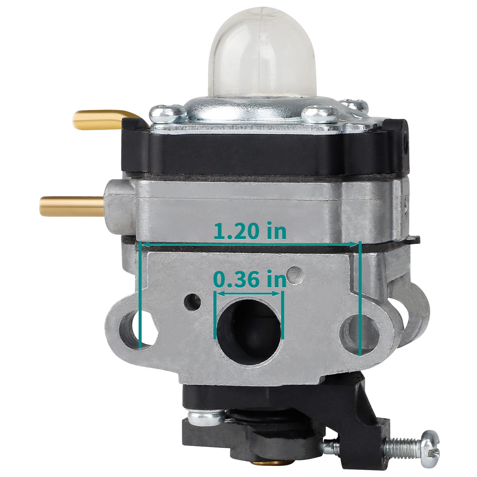 Simperac 307160001 carburetor with air filter, assembly view, improves intake efficiency.