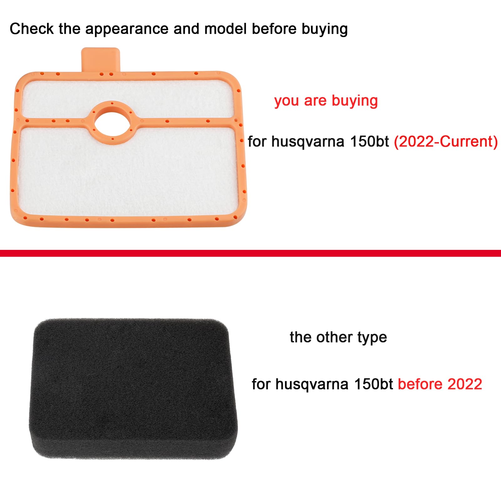 Two-pack SIMPERAC air filters for Husqvarna 150BT enable fast, convenient replacements
