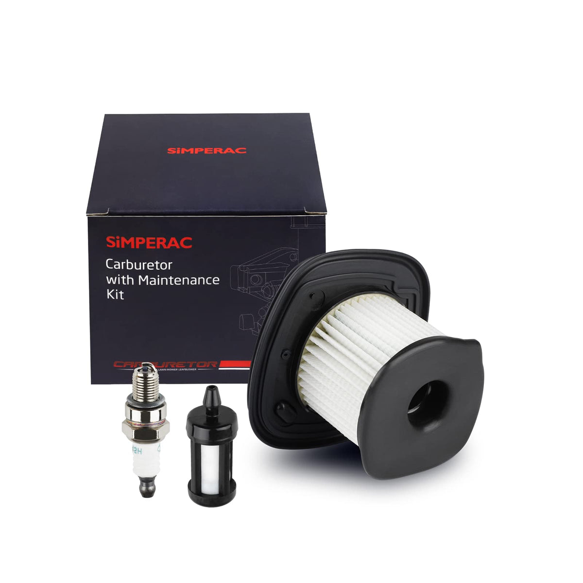 SIMPERAC BG86 air filter close-up showing washable HD2 design for extended lifespan.