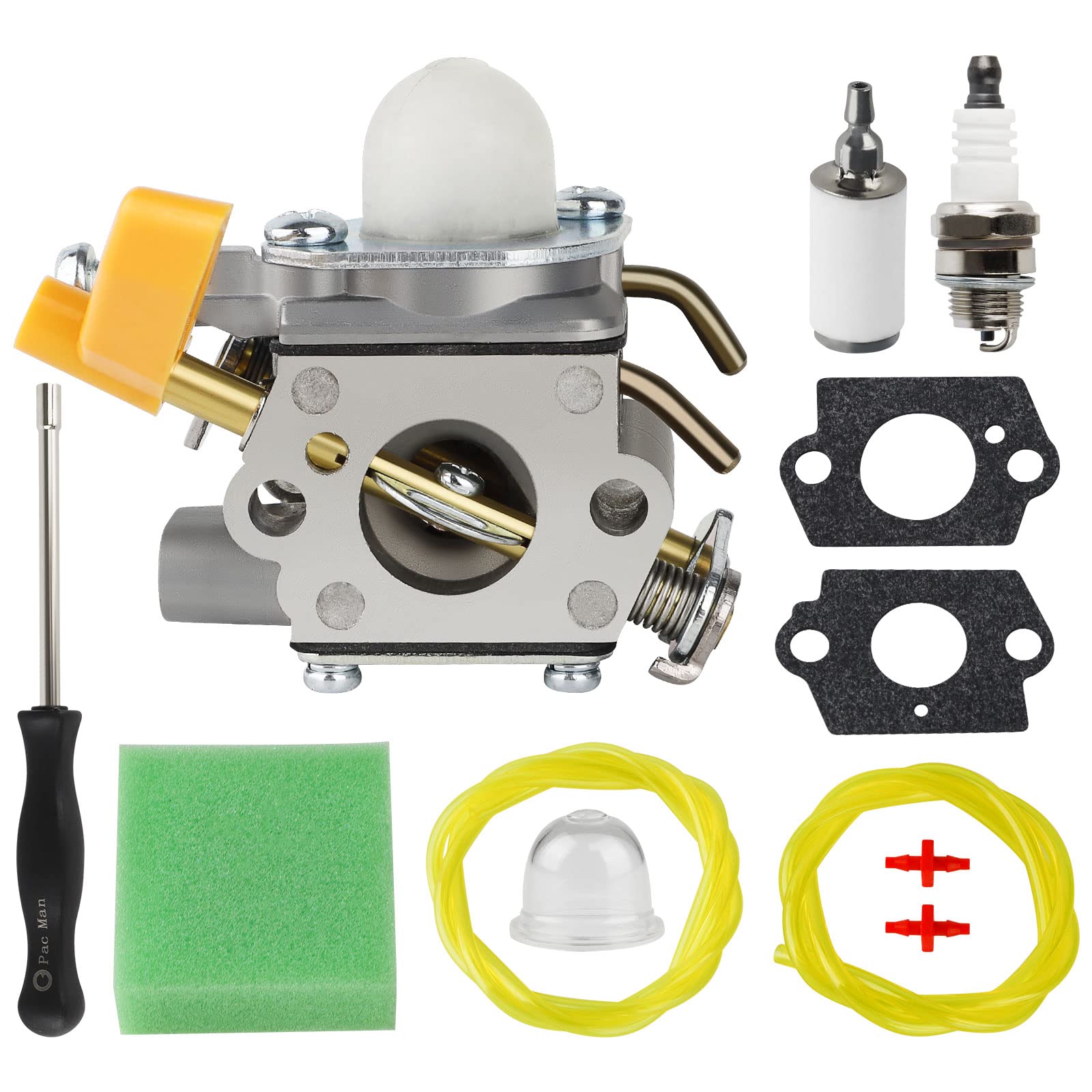 SIMPERAC 308054043 carburetor close-up shows precise CS26/CS30 fit for easier starts