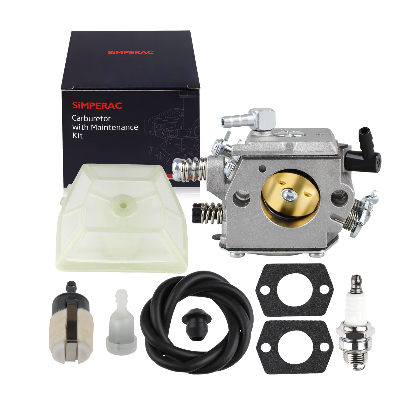 SIMPERAC CS590 carburetor assembly for Echo CS620P ensures precise fuel delivery.