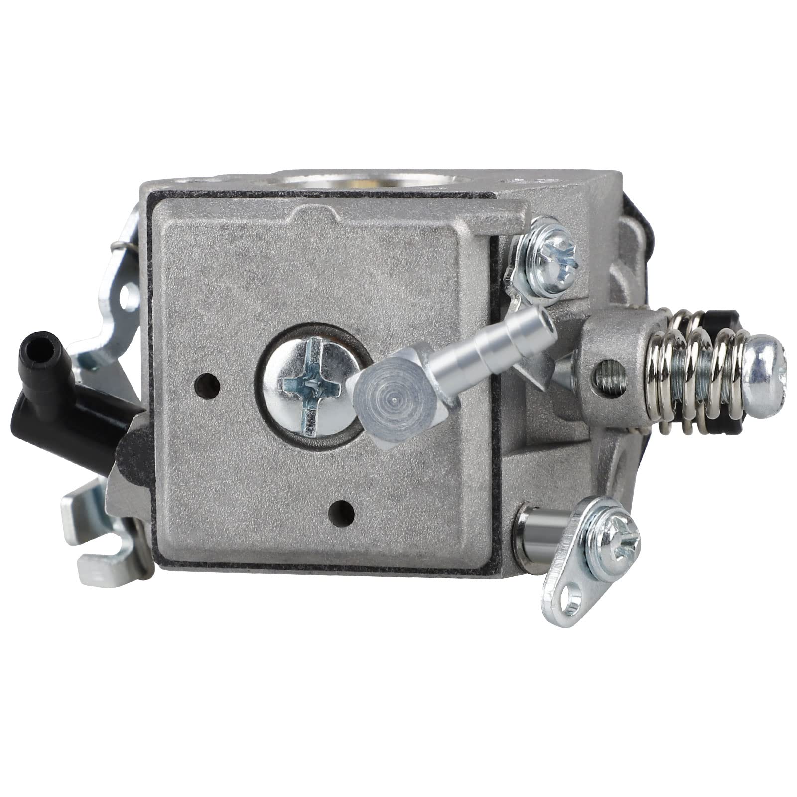 SIMPERAC CS590 carburetor closeup highlights durable gaskets and vent components.