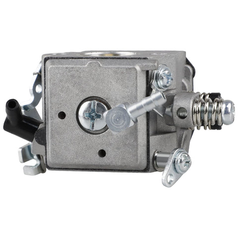 SIMPERAC CS590 carburetor closeup highlights durable gaskets and vent components.