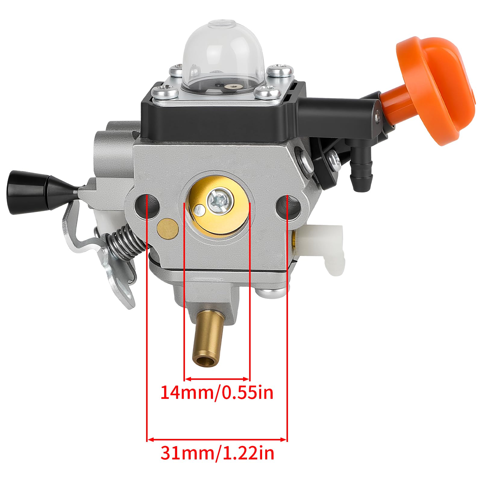 SIMPERAC FS91R carburetor top-angle view, compact and ready to install