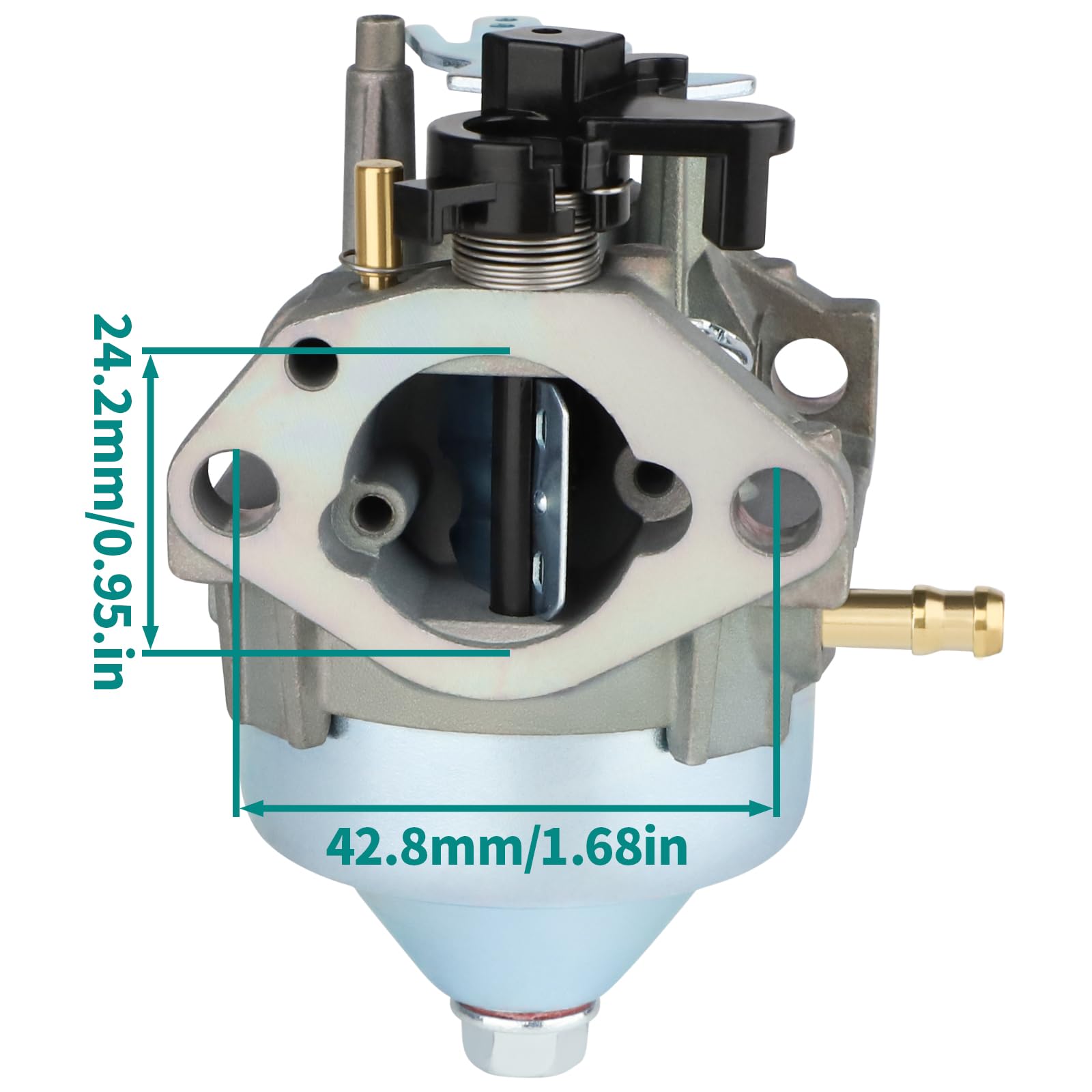 SIMPERAC GCV170 carburetor side view, compact design for easy installation.