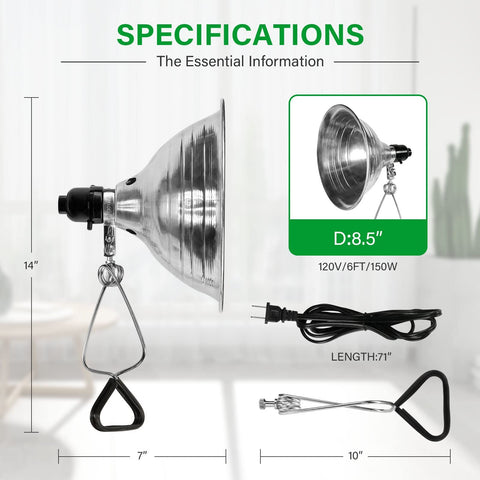Simple Deluxe clamp light with 6-foot cord for flexible placement.