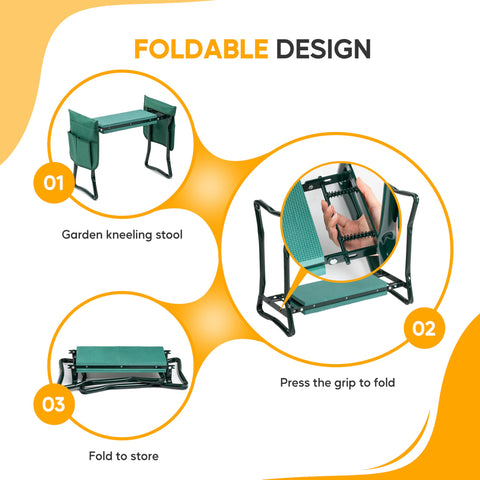 Dual-use Simple Deluxe kneeler shown in seat and kneeling modes.