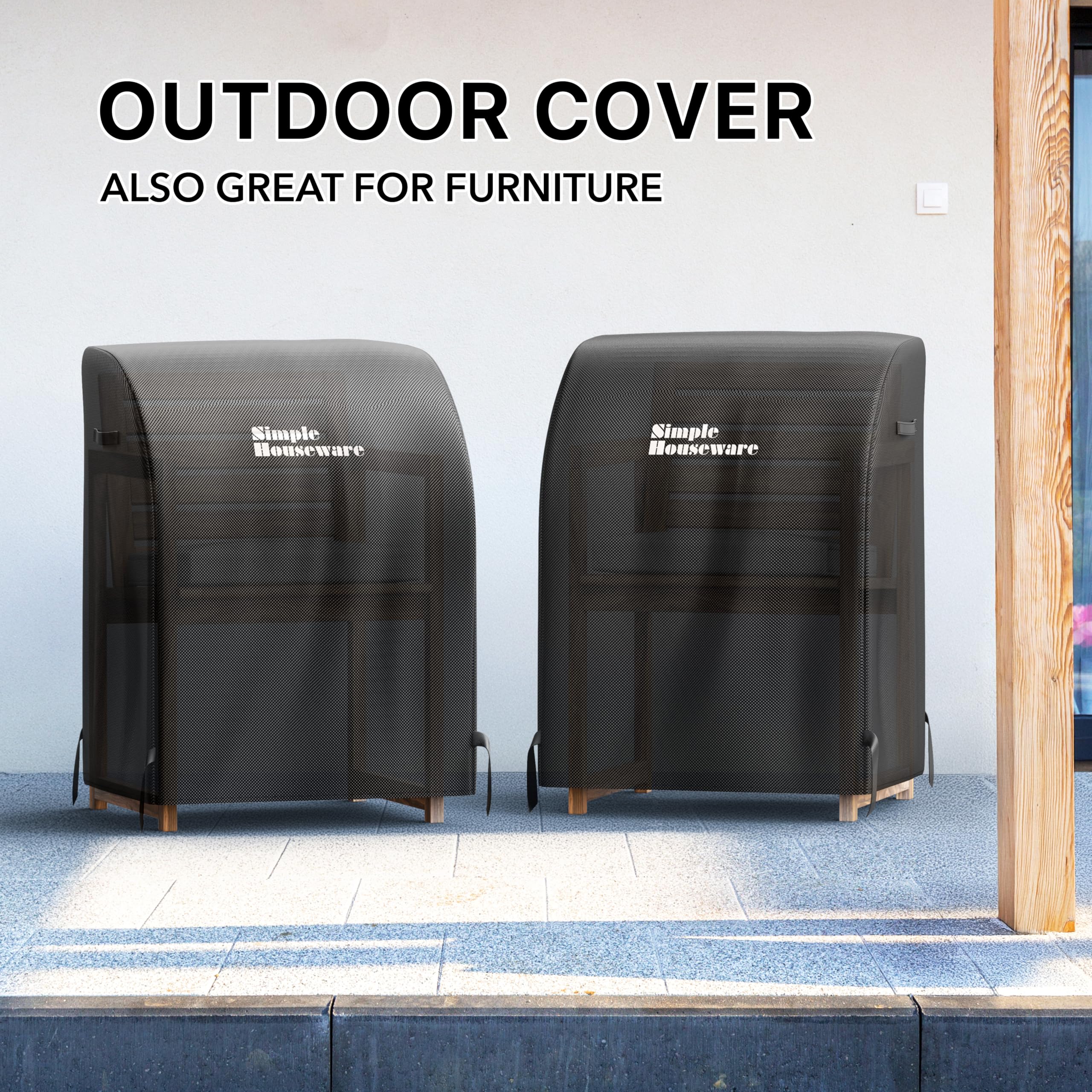 Simple Houseware 32in grill cover demonstrates dimensions and fit