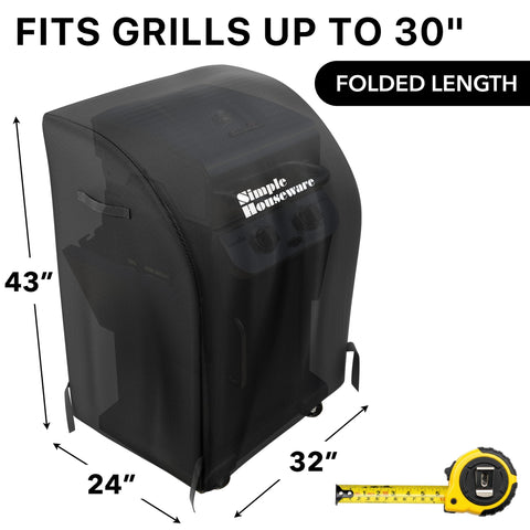 Simple Houseware 32in grill cover, front view, snug fit