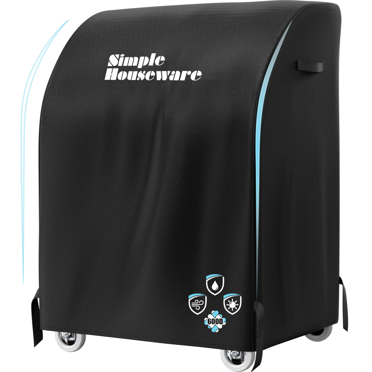 Simple Houseware 32in grill cover, side view, weather protection