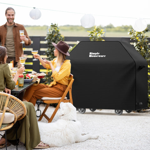Simple Houseware fit-dimension closeup confirms 58 x 24 x 48 compatibility for many grills.