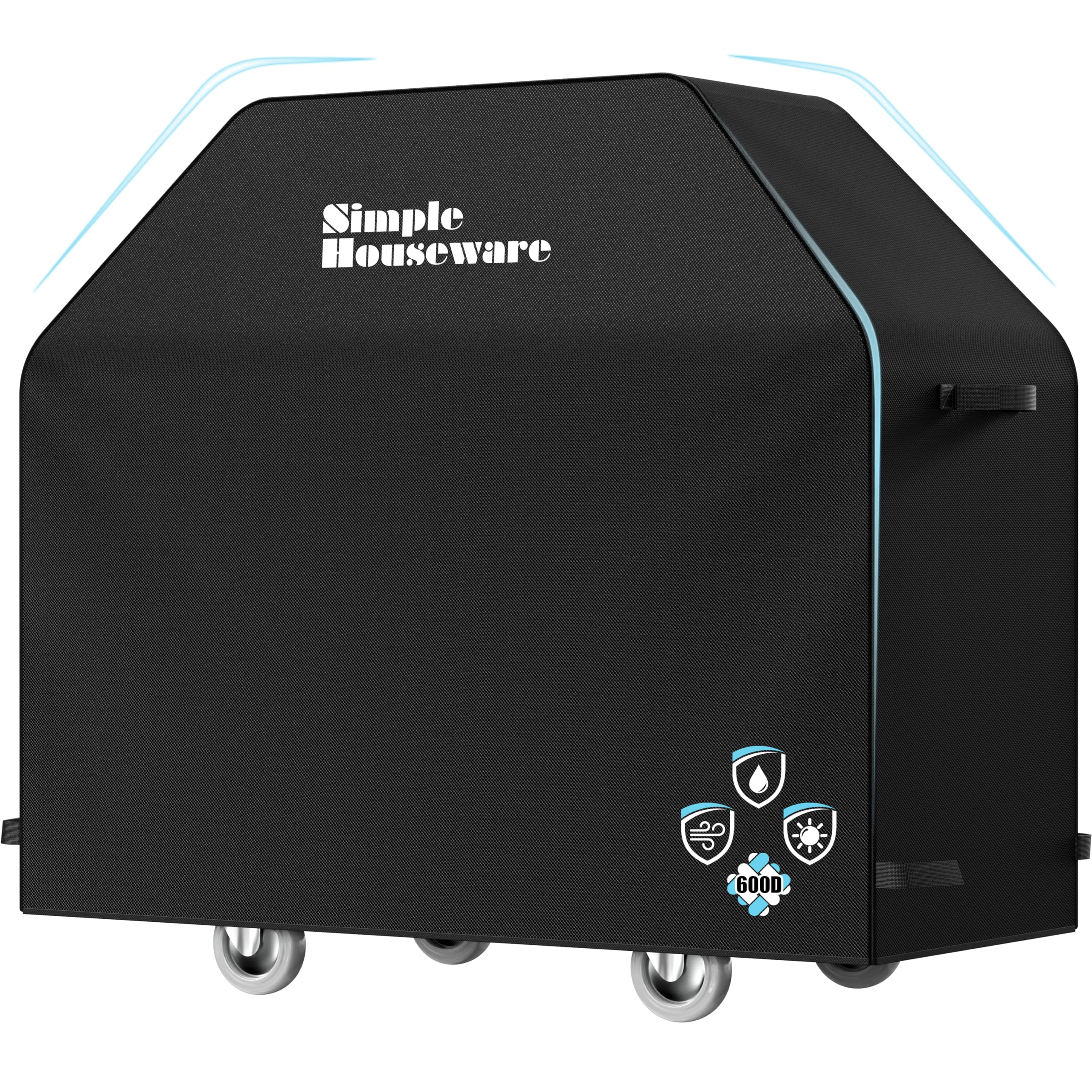 Simple Houseware 58in grill cover front view shields from sun and rain.