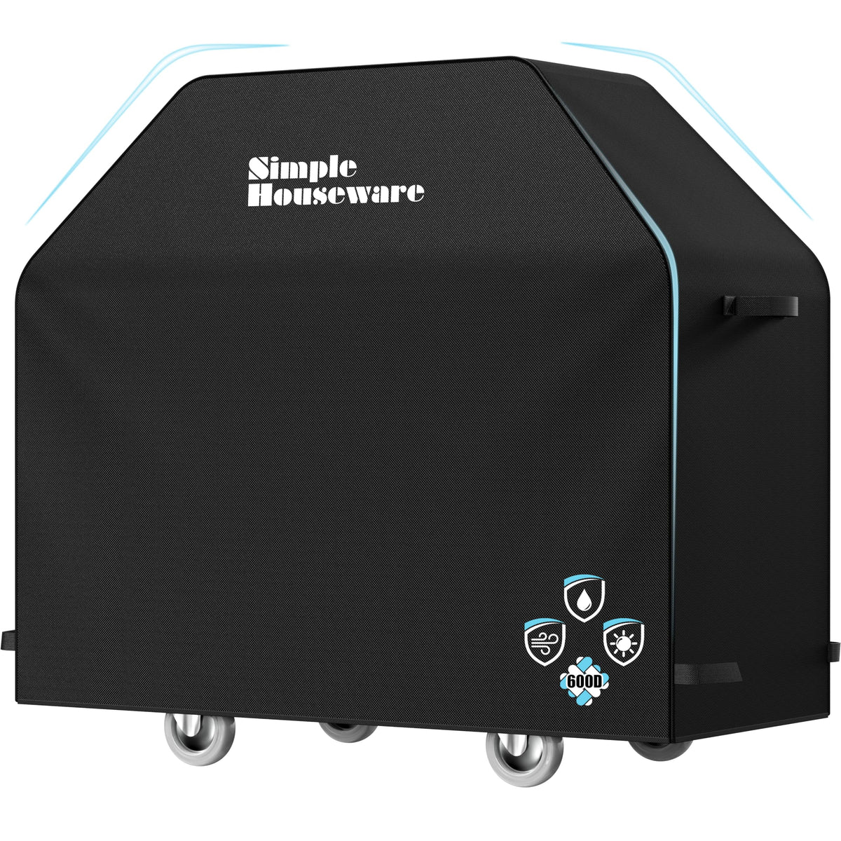 Simple Houseware 58in grill cover front view shields from sun and rain.