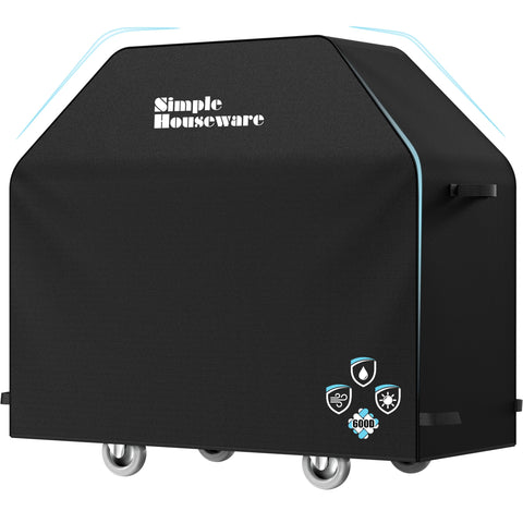 Simple Houseware 58in grill cover front view shields from sun and rain.
