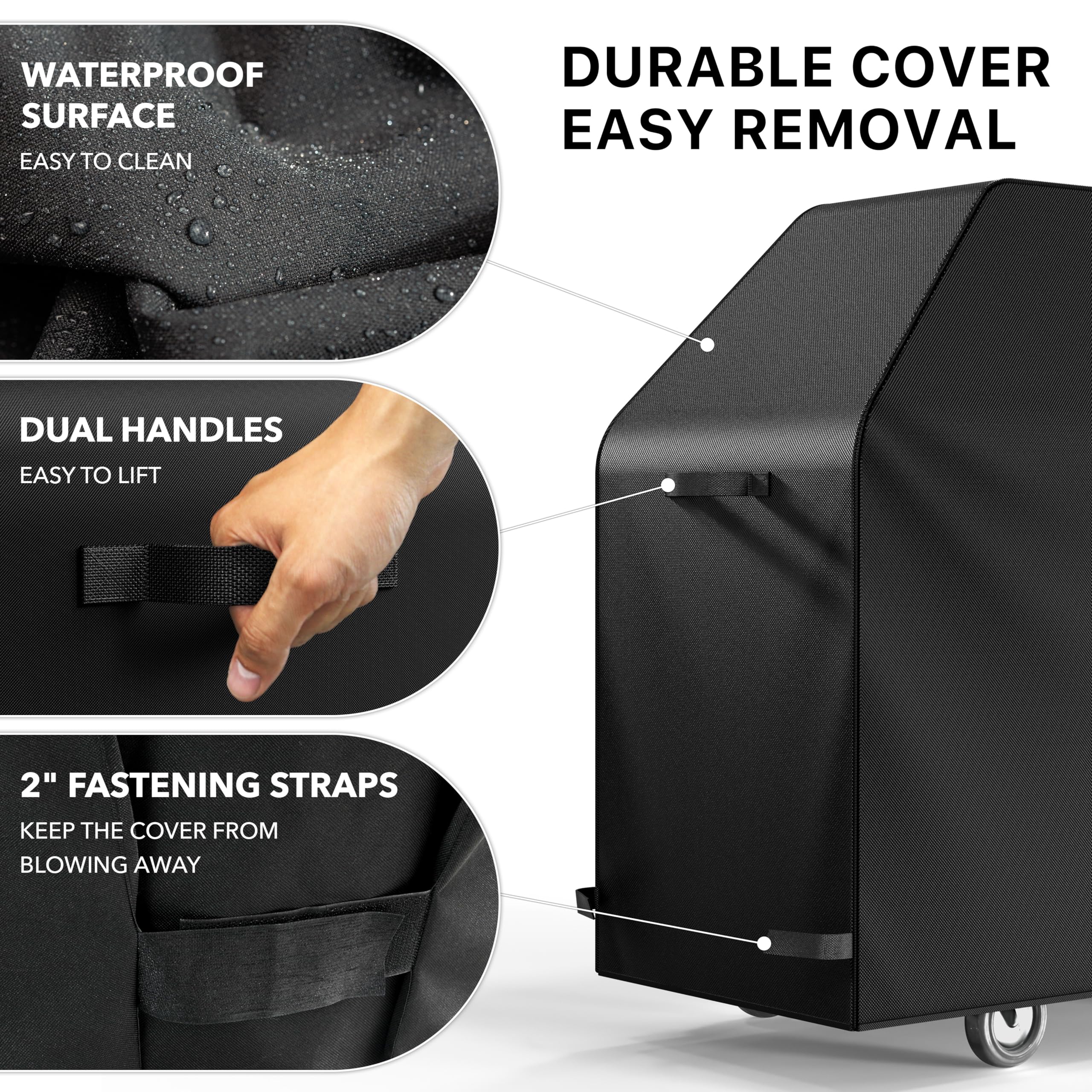 Simple Houseware handles closeup shows easy lift and quick cover removal.