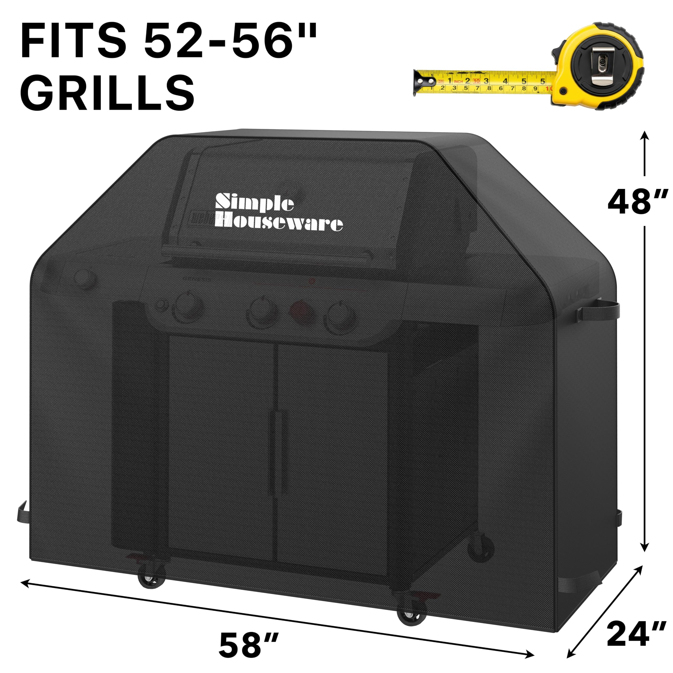 Simple Houseware 58in grill cover side view protects against wind and dust.