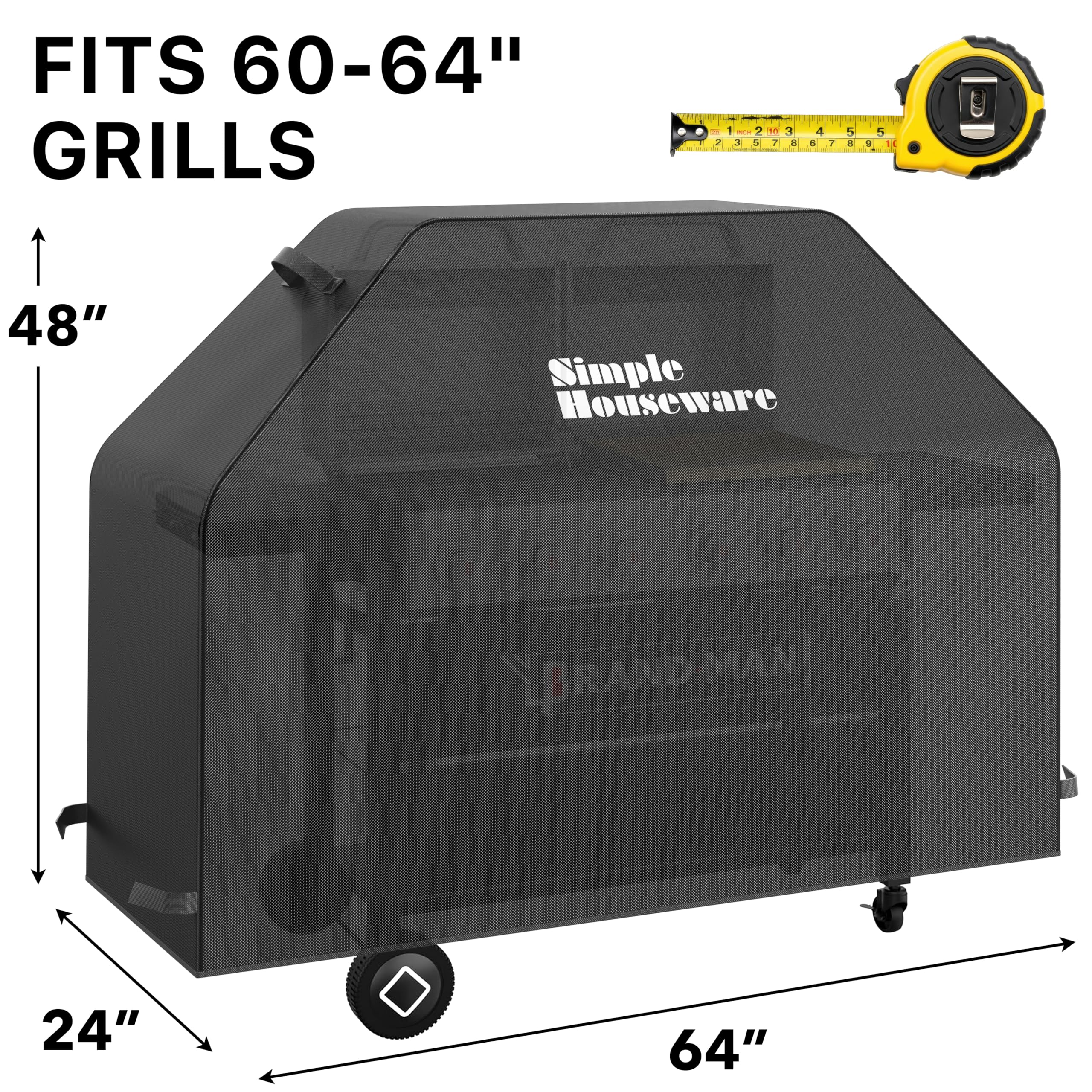Simple Houseware grill cover side view secure during wind