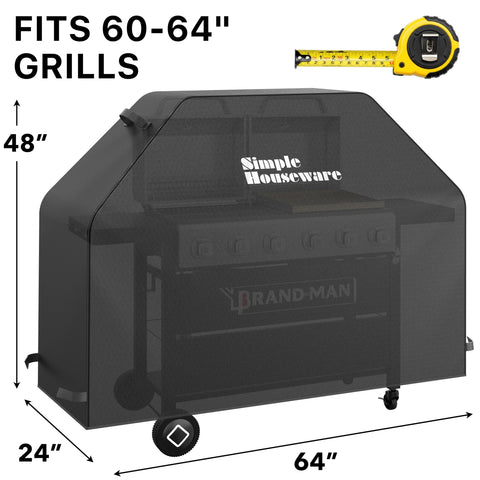 Simple Houseware grill cover side view secure during wind