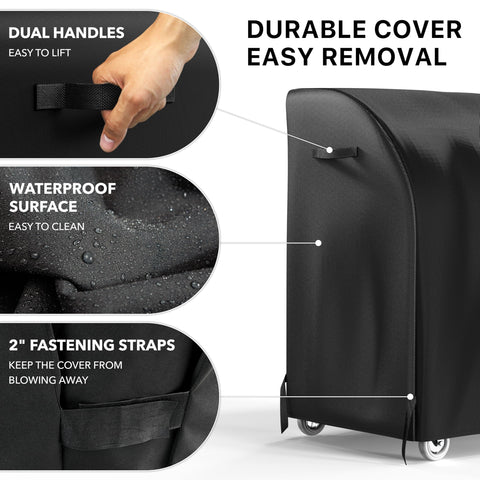Simple Houseware grill cover showing easy-access handles and secure straps