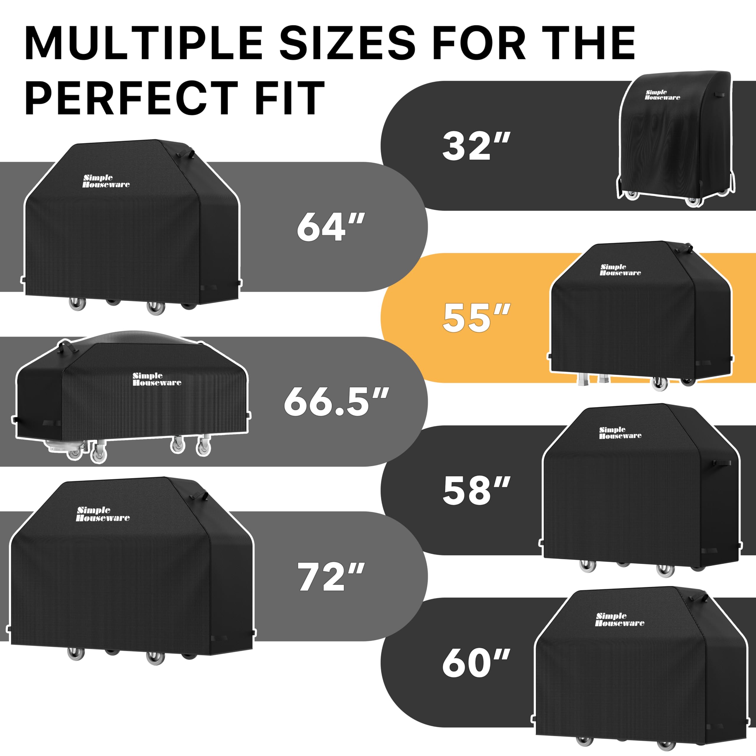 Simple Houseware grill cover with 2-inch straps on both sides.