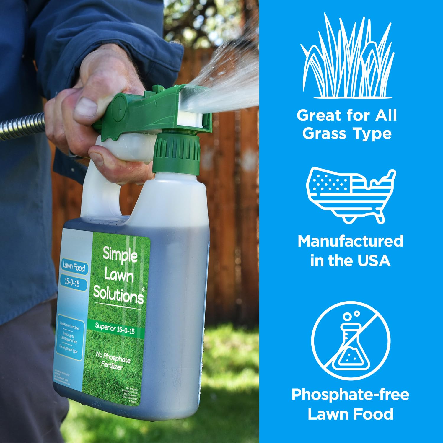 Simple Lawn Solutions 15-0-15 nitrogen rich formula supports dense green growth