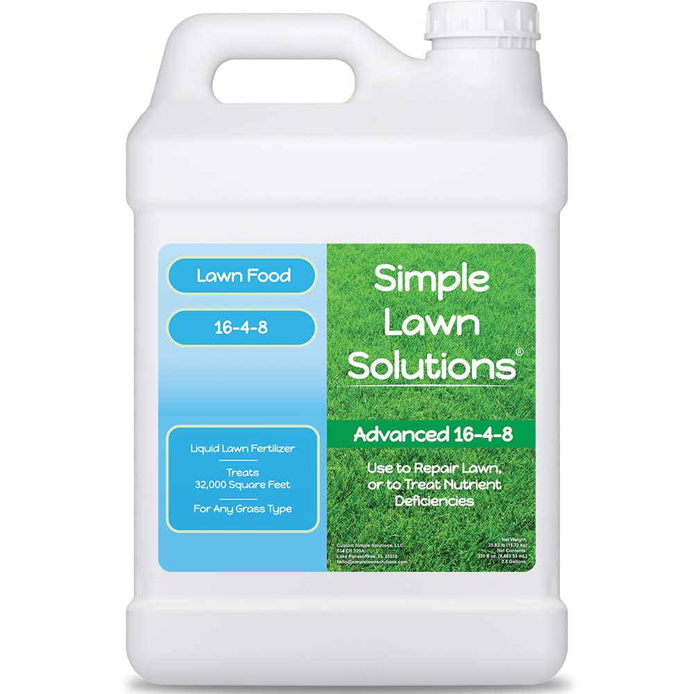 Simple Lawn Solutions 16-4-8 lawn fertilizer bottle boosts green growth for large lawns