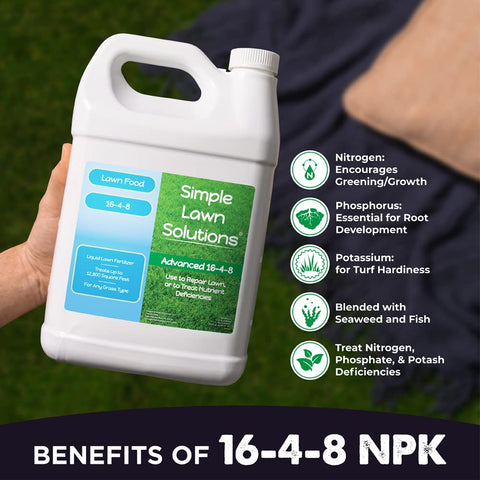 Simple Lawn Solutions spray nozzle applying the liquid fertilizer evenly.