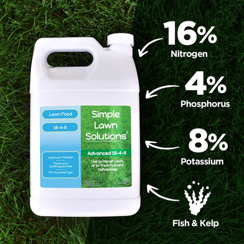Measured dosing cup included with Simple Lawn Solutions 16-4-8.