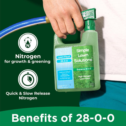 Simple Lawn Solutions 28-0-0 green lawn boost after spraying.