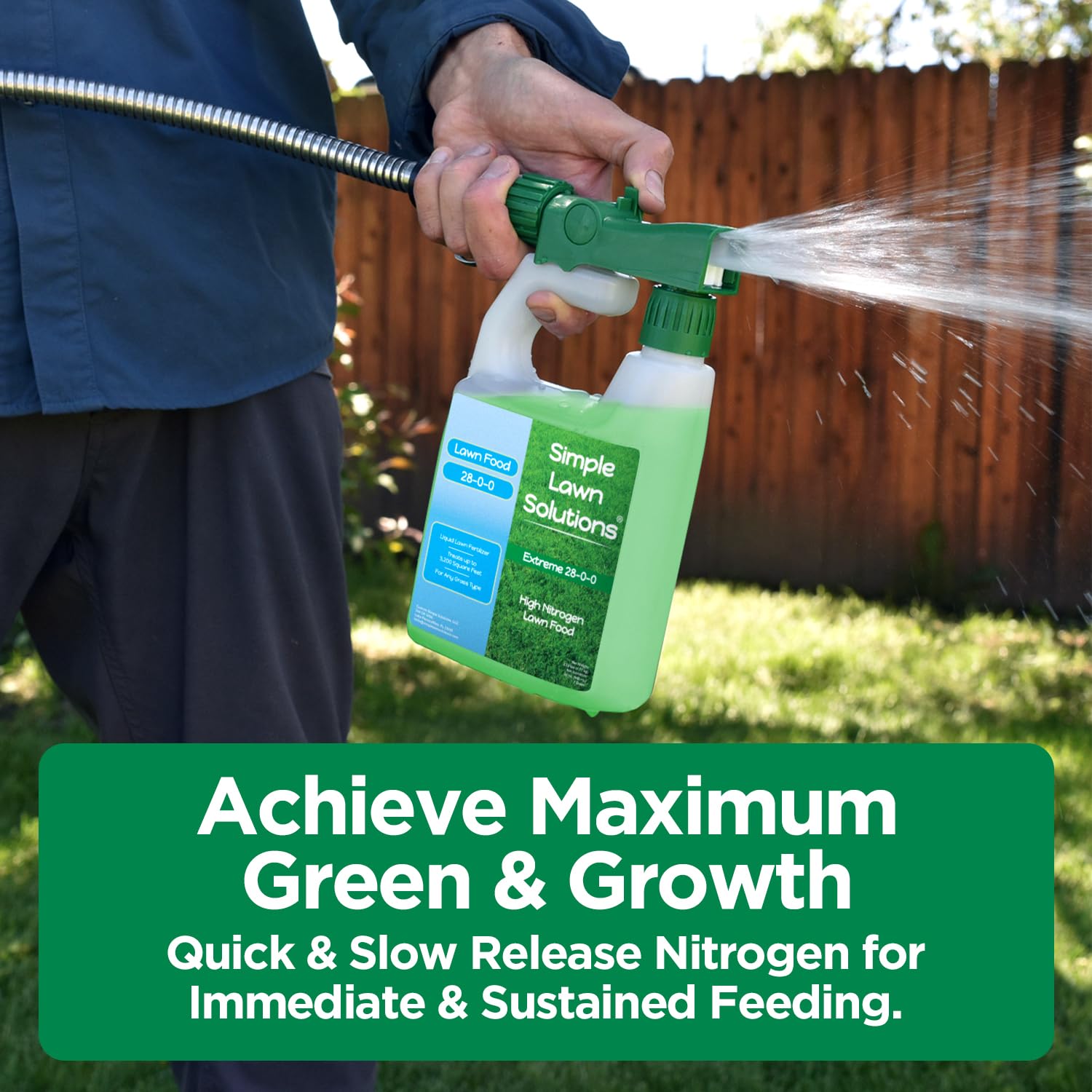 Simple Lawn Solutions 28-0-0 quick-release nitrogen for fast greening.