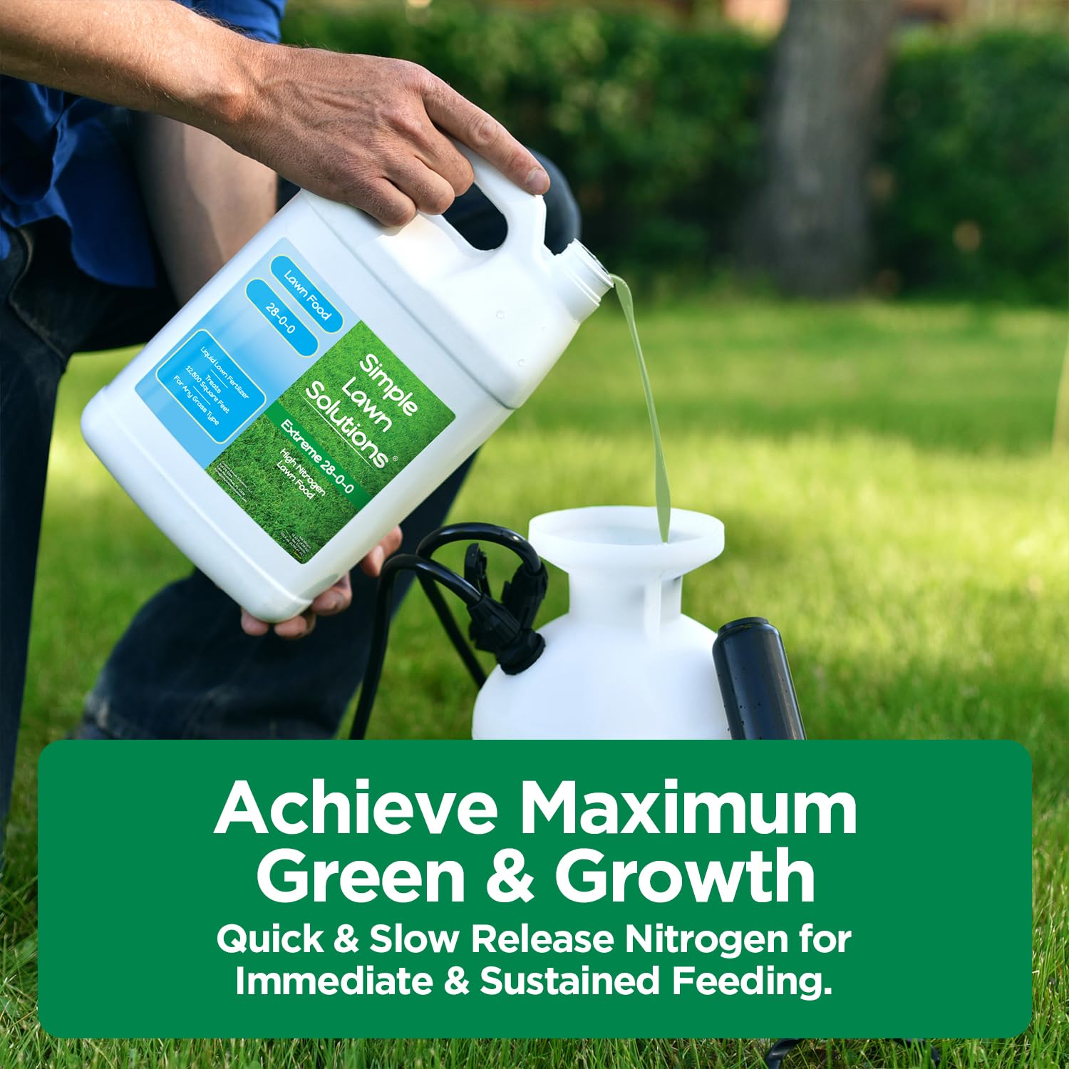 Simple Lawn Solutions all grass types label confirms compatibility with Bermuda, Fescue, Zoysia, and more.