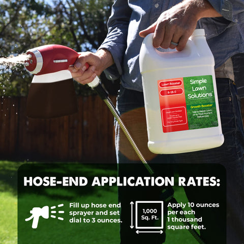 Growth Booster gallon bottle ready for lawn application by sprayer