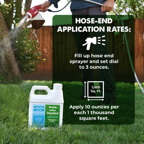 Simple Lawn Solutions label highlights Humic Acid for soil conditioning.