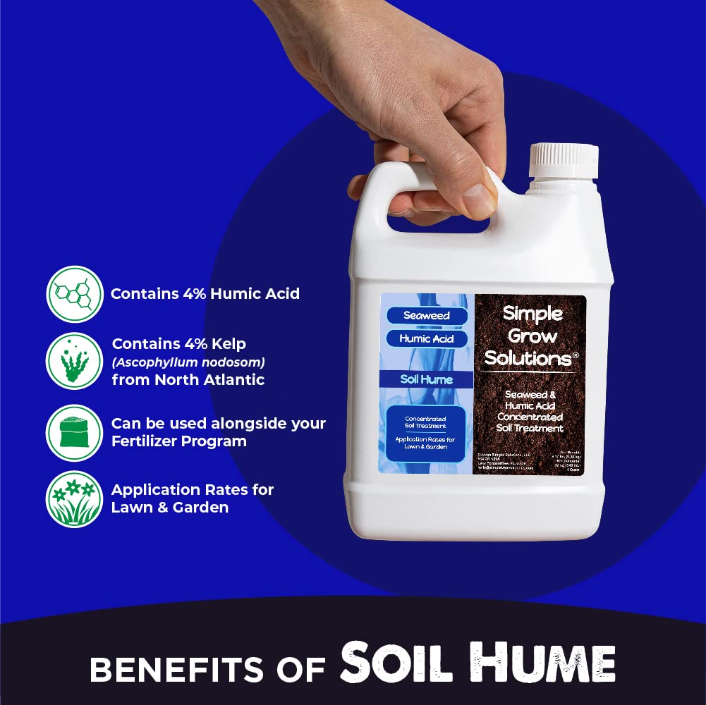 Humic acid leaf application from Simple Lawn Solutions improves nutrient uptake on plants.