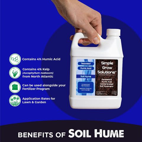 Humic acid leaf application from Simple Lawn Solutions improves nutrient uptake on plants.
