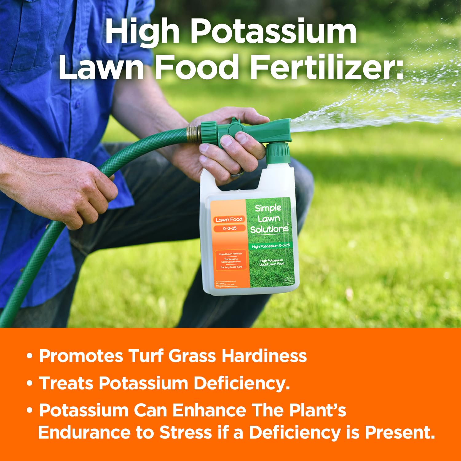 Lawn area being treated with Simple Lawn Solutions 0-0-25 application