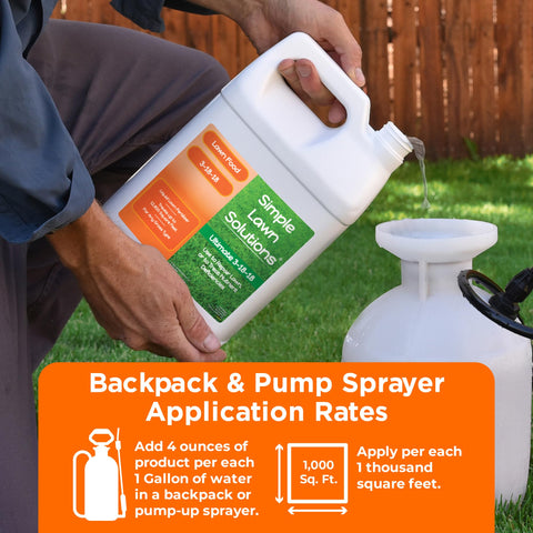 Sprayer-equipped packaging enabling efficient lawn coverage.
