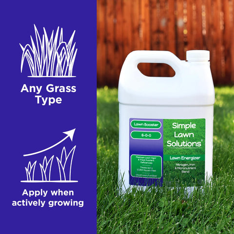 Applying Lawn Energizer on turf with a sprayer for uniform uptake.