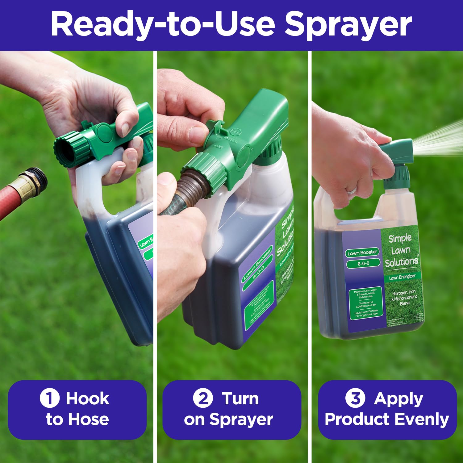 Product applied to turf with Lawn Energizer for color enhancement