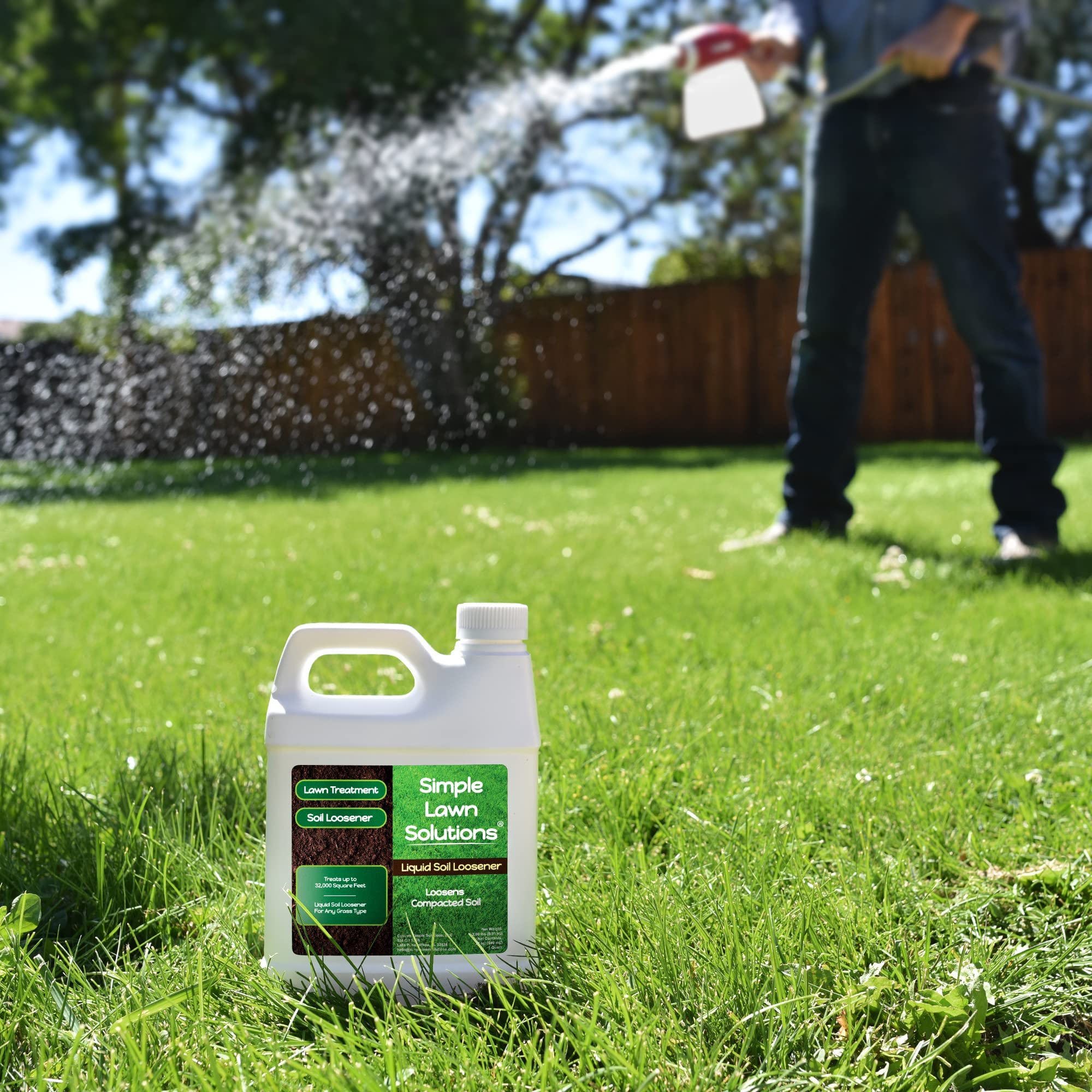 Applying Liquid Soil Loosener with a sprayer for even coverage