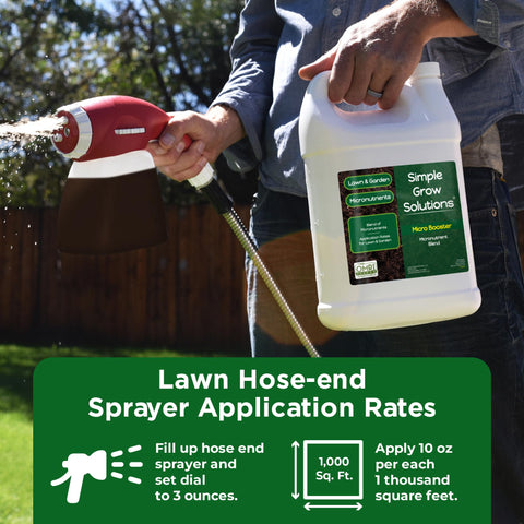 Simple Lawn Solutions Micro Booster nourishes garden beds and fruit trees.