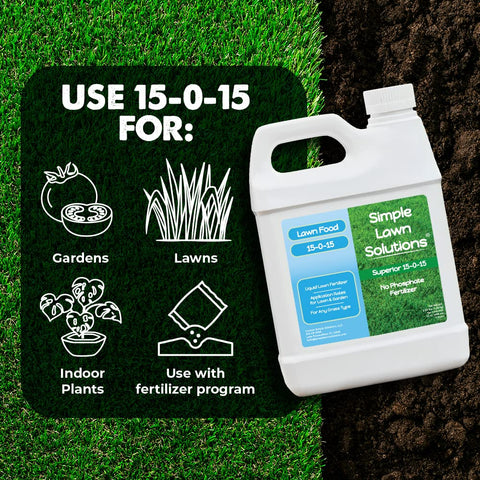 Simple Lawn Solutions phosphorus-free formula for phosphorus-sensitive soils.