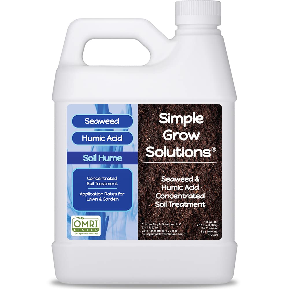 Simple Lawn Solutions Soil Hume bottle prepared to nourish lawns with seaweed and humic blend.